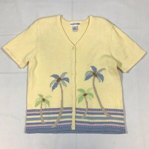 Vtg Alfred Dunner Womens Medium Cardigan Sweater Hawaiian Tropical  Grandma EUC